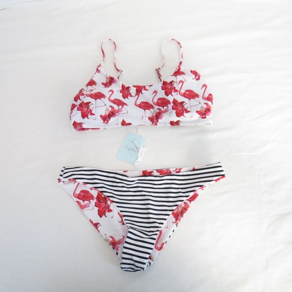 cupshe flamingo bikini